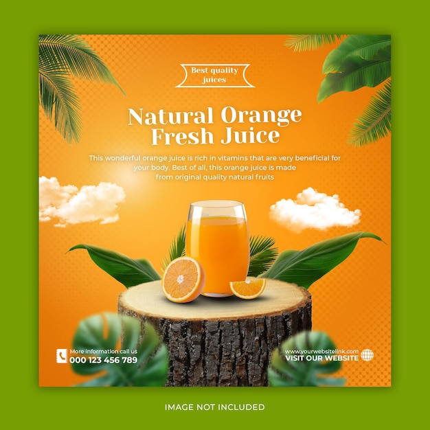 PSD jus d'orange mojito squash drink menu promotion creative media social instagram post banner template