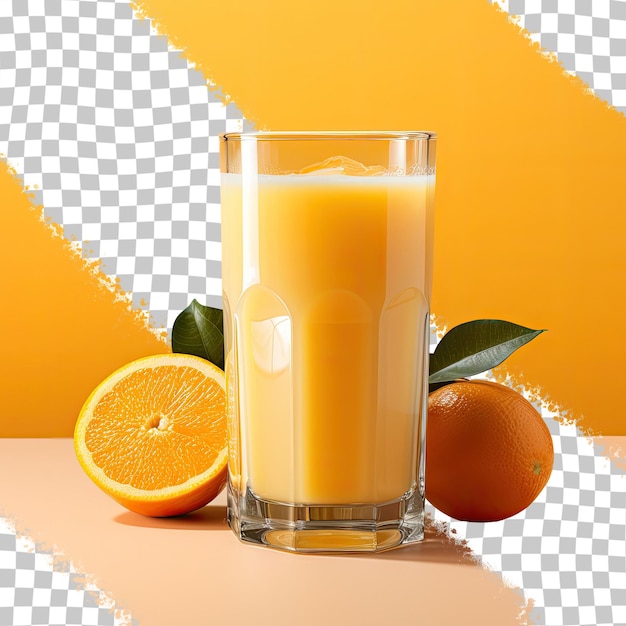 PSD jus d'orange en verre sur fond transparent