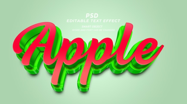 Jus De Pomme 3d Psd Modèle Photoshop D'effet De Texte Modifiable Avec Fond Mignon