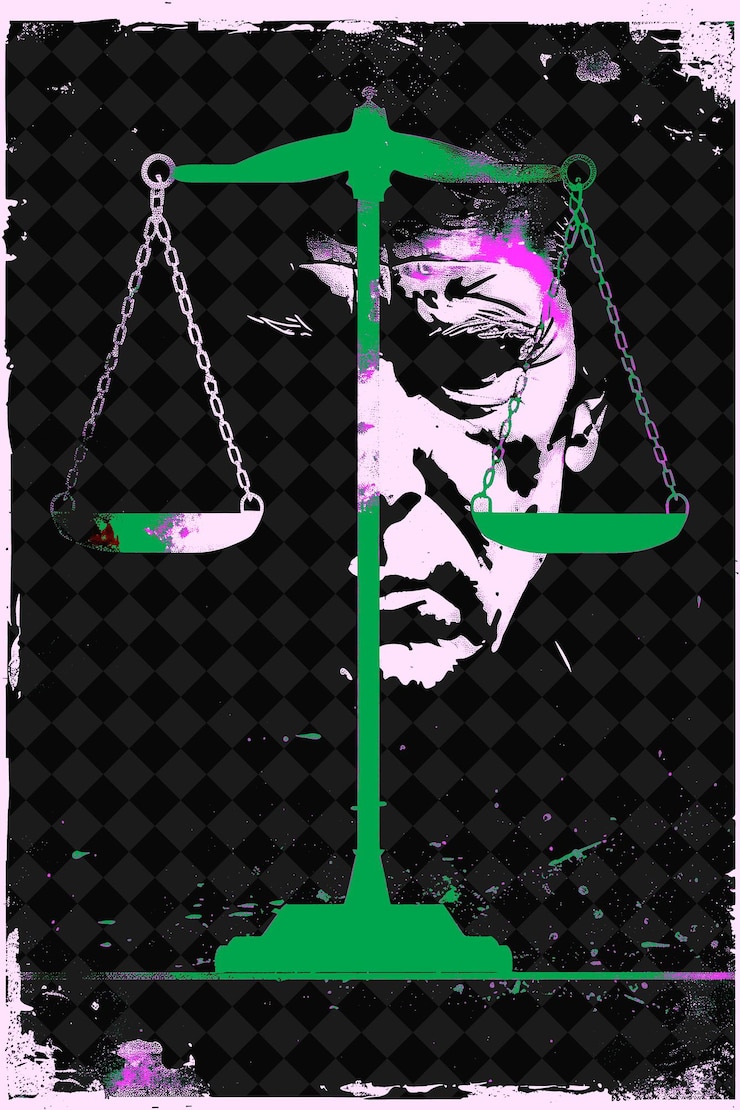 PSD justice seeking presidential candidate portrait with a red b flat illustration election campaign