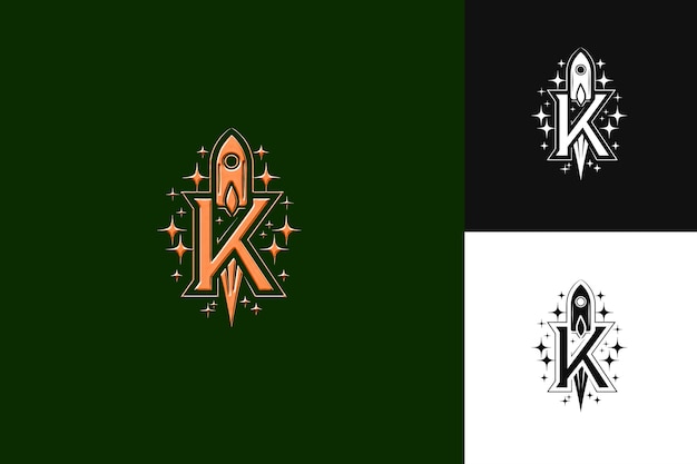 K con estilo de diseño de logotipo retro con K en forma de R Ilustración Diseños vectoriales de logotipo