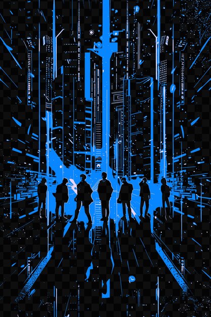 K pop group actuando en un paisaje urbano futurista con neon l cartel postal del día mundial de la música