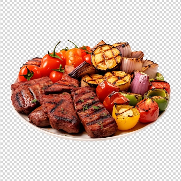 PSD kabab de carne grelhada isolado em branco