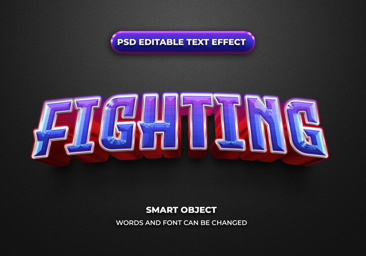 PSD kämpfender 3d editierbarer texteffektstil
