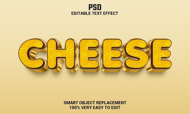 Käse 3d editierbarer texteffekt mit hintergrund premium psd