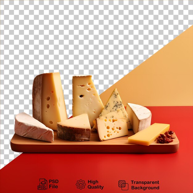 Käse auf einem holzbrett, isoliert auf durchsichtigem hintergrund, einschließlich png-datei