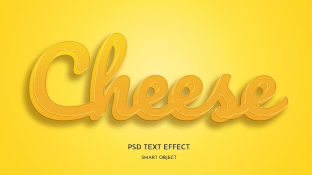 Käse-Schriftart-Effekt auf gelbem Hintergrundmodell