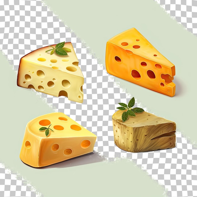 PSD käse und käse auf kariertem hintergrund.