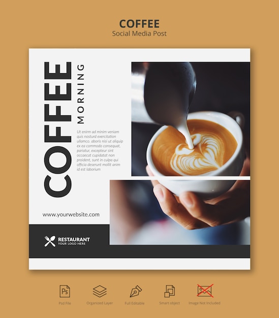 Kaffee Banner Social Media Instagram Post Vorlage