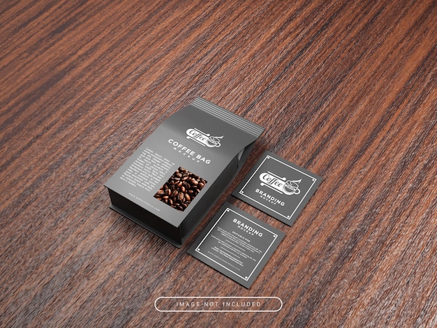 Kaffee branding mockup mit visitenkarten