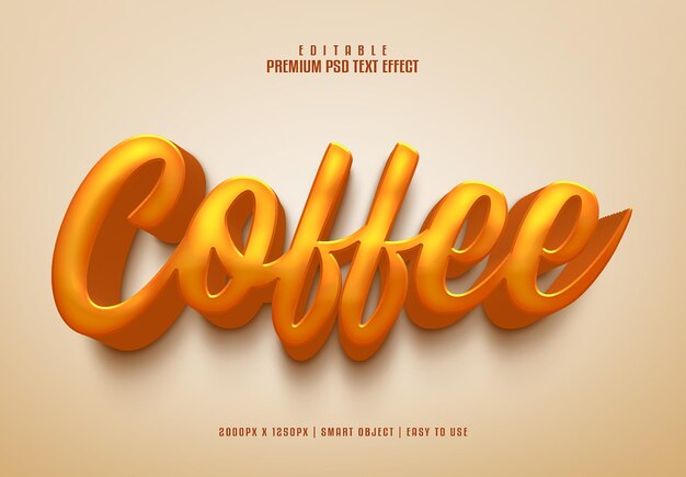Kaffee-editierbare Premium-PSD-Text-Effekt
