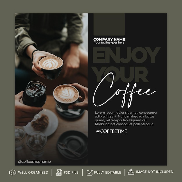 Kaffee instagram post oder cover-vorlage