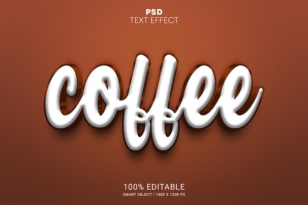 Kaffee psd smart-objekt bearbeitbares texteffekt-design