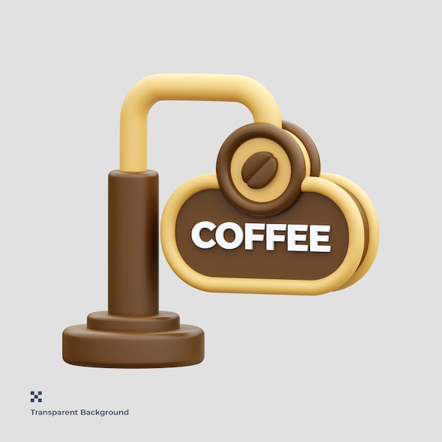 PSD kaffee-schild 3d-darstellung