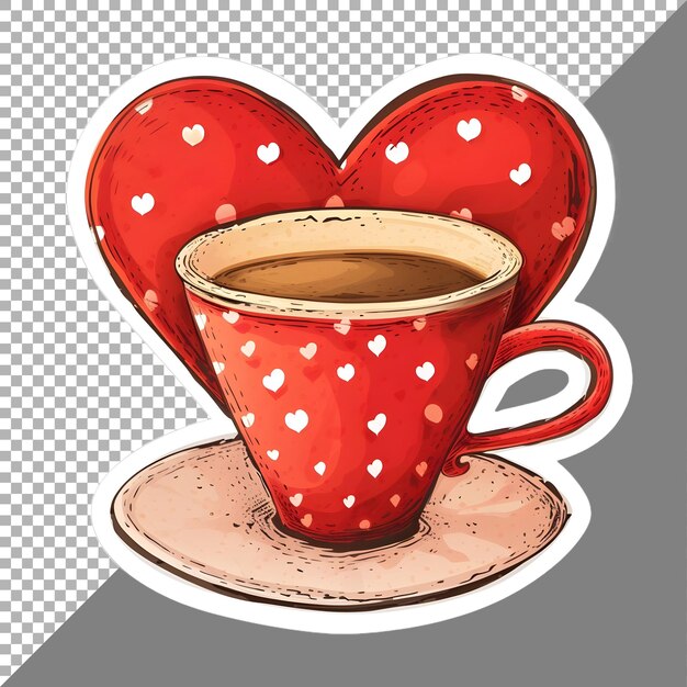 PSD kaffeebecher mit herzens-sticker-stil auf durchsichtigem hintergrund ai generiert