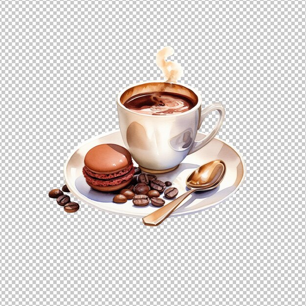 PSD kaffeedekoration mit aquarell