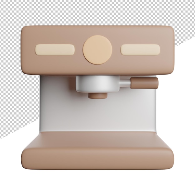 Kaffeemaschine prozess vorderansicht 3d-rendering symbol illustration auf transparentem hintergrund