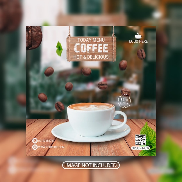 PSD kaffeeposter oder social-media-kaffeedesign oder instagram-kaffeeposter-design