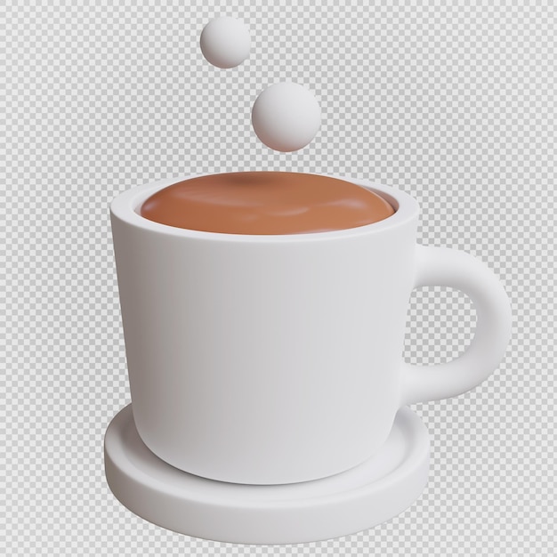 Kaffeetasse minimaler isolierter Hintergrund mit Beschneidungspfad 3D-Rendering