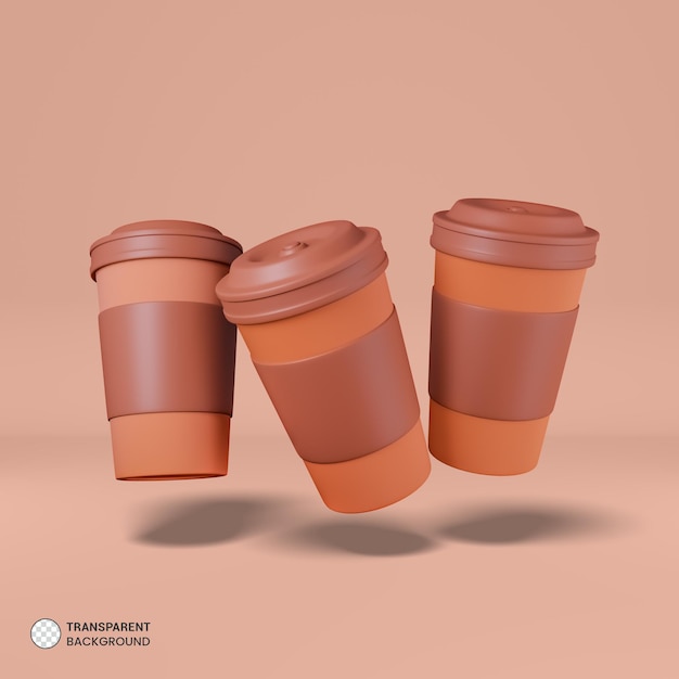 Kaffeetasse mit Strohhalm Symbol isoliert 3d Render Illustration