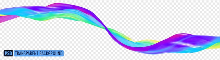 PSD kain mengalir gelombang kain melambai sutra multicolor terbang tekstil render 3d
