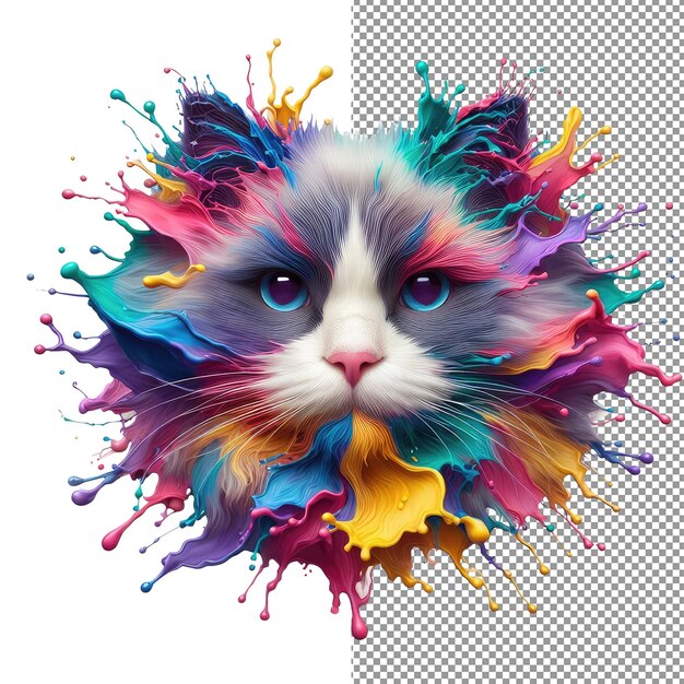 Kaleidokitty retrato de gato splash colorido