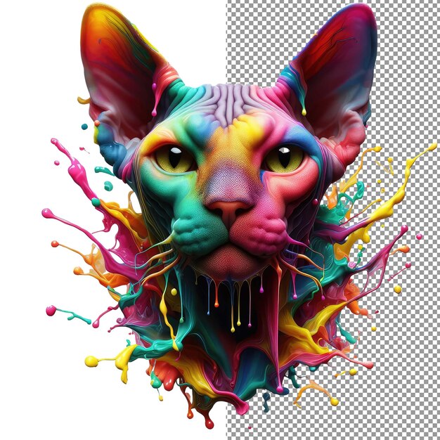 PSD kaleidokitty retrato de gato splash colorido