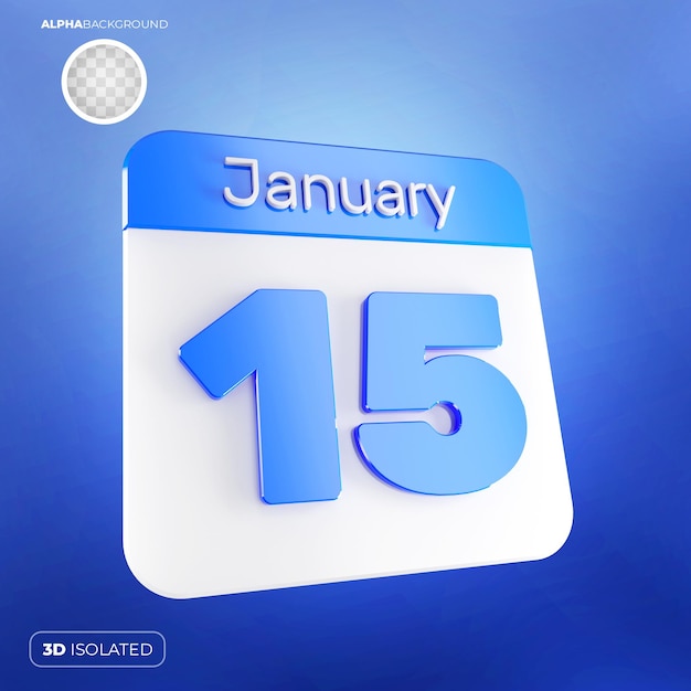 Kalender 15. januar 3d premium psd