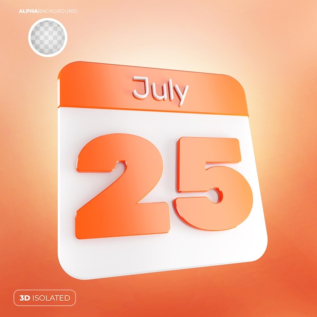 Kalender 25. juli 3d premium psd