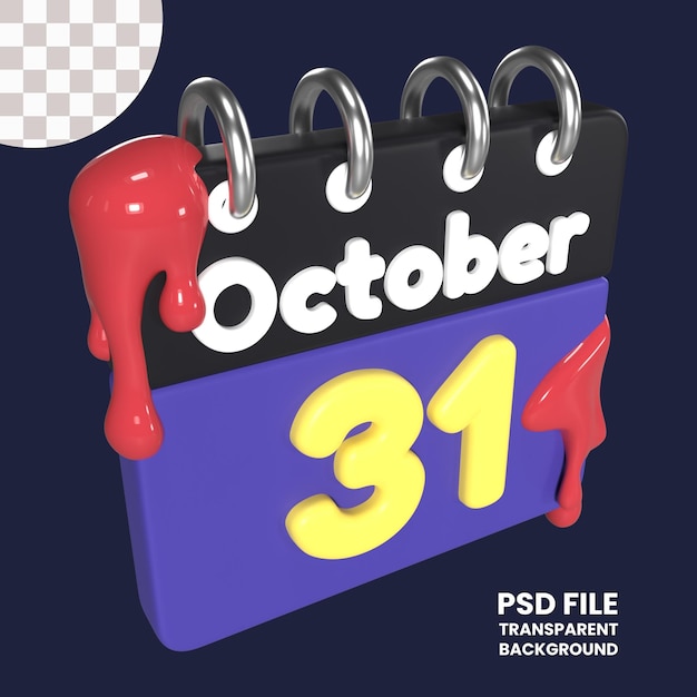 PSD kalender 31. oktober 3d-ikonen