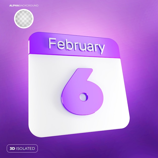 Kalender 6. februar 3d premium psd