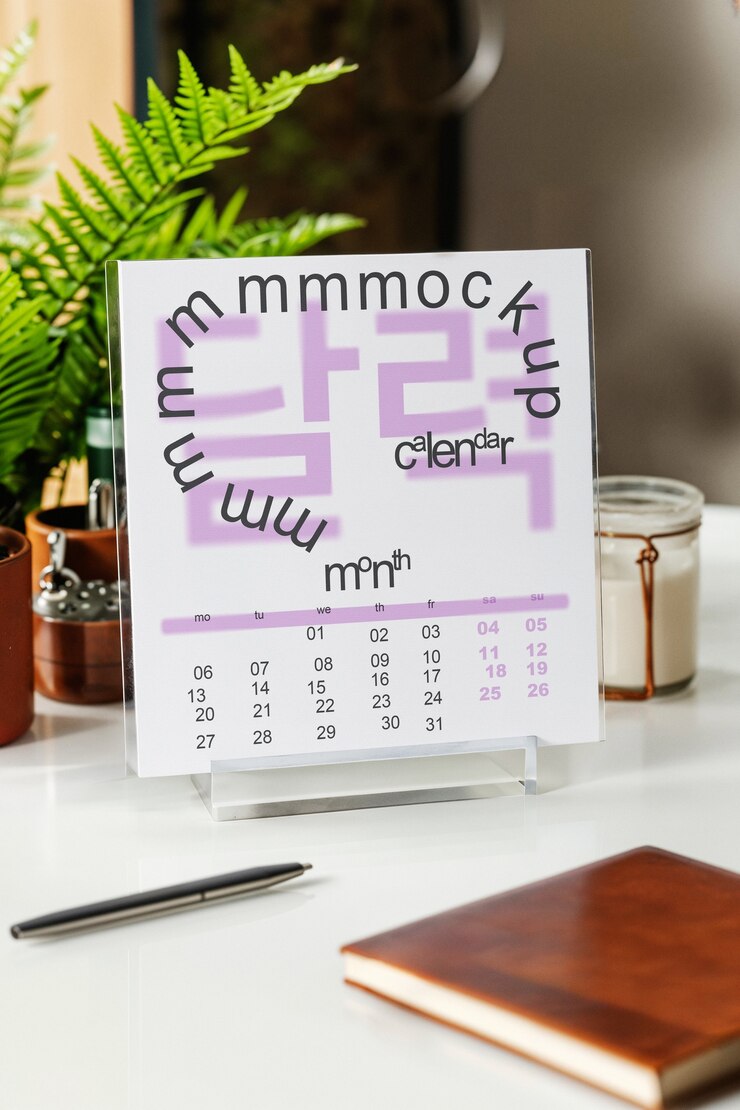 PSD kalender auf einem wandmodell