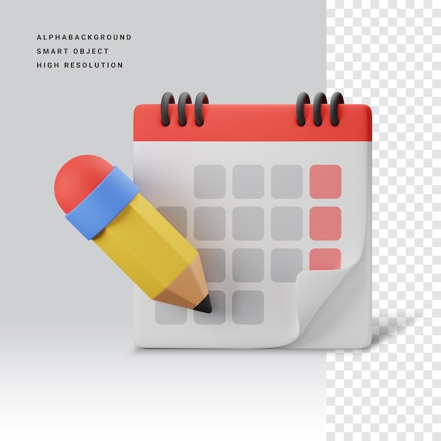 Kalender bearbeiten 3D-Icon-Illustration