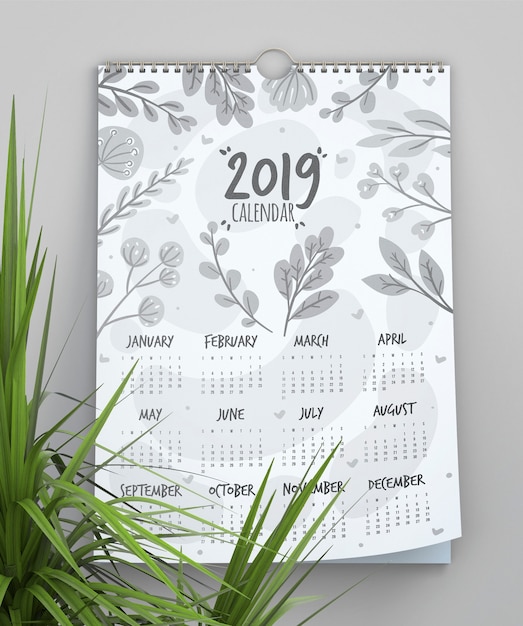 Kalender mit Blatthintergrundschablone