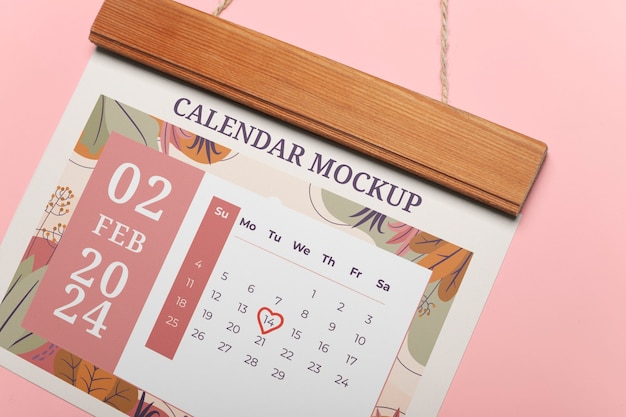 Kalender-Mockup für den Valentinstag