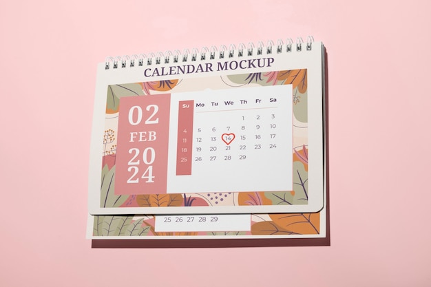 Kalender-Mockup für den Valentinstag