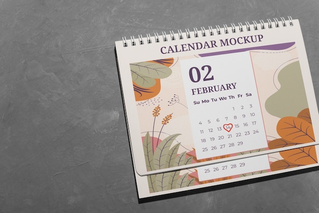 Kalender-Mockup für den Valentinstag