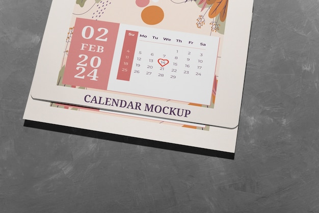 Kalender-Mockup für den Valentinstag