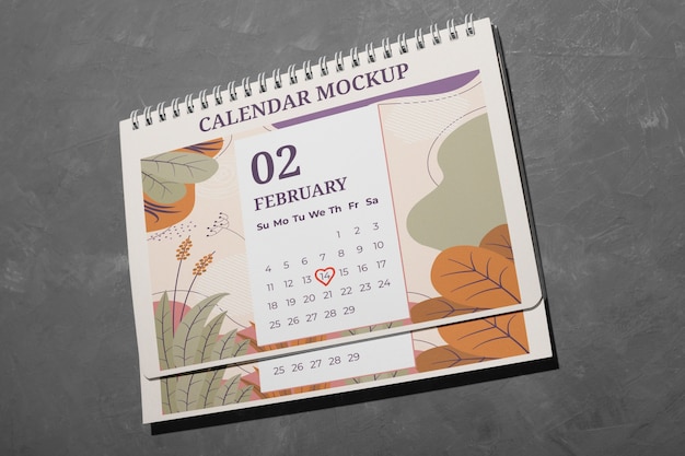 Kalender-Mockup für den Valentinstag