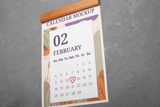 Kalender-Mockup für den Valentinstag