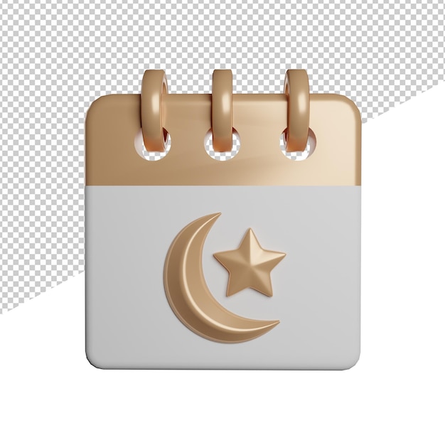 PSD kalender ramadan gold vorderansicht 3d-illustration rendering-symbol transparenter hintergrund