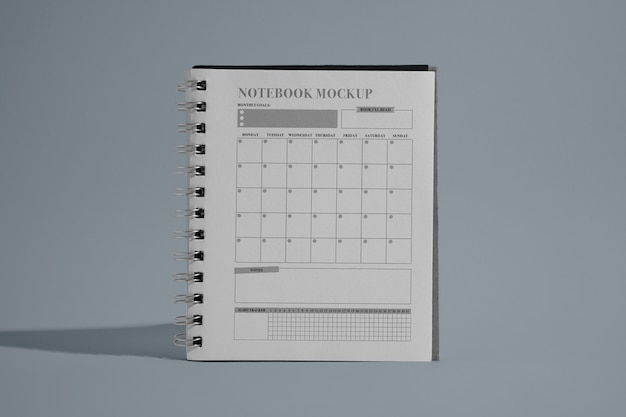 PSD kalender- und planer-notizbuch-mock-up