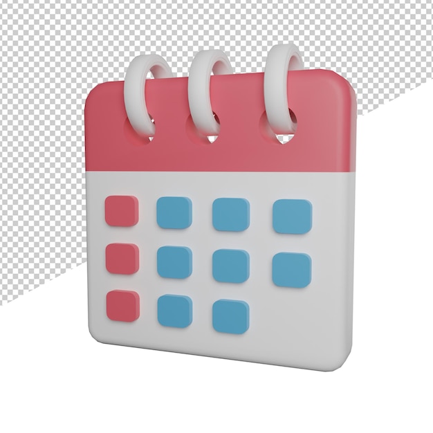 Kalendermonat Jahre Seitenansicht 3D-Rendering Illustration Symbol transparenter Hintergrund