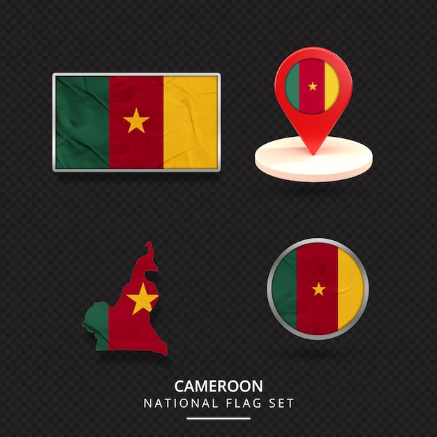 Kamerun national flagmaplocation elementdesign