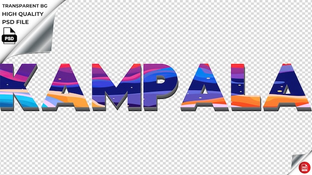 Kampala tipografia plana colorida texto textura psd transparente