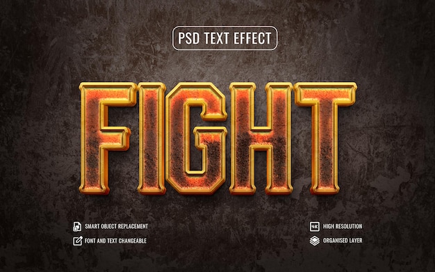 Kampf-Text-Effekt mit einer Metall-Textur