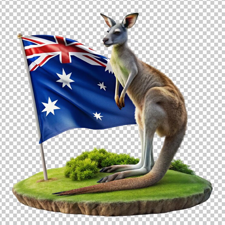kangaroo with Australian flag