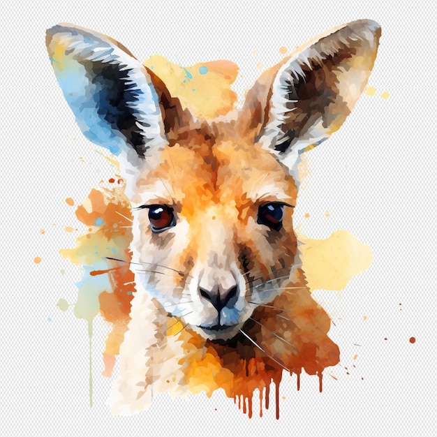 PSD kangourou illustré à l'aquarelle