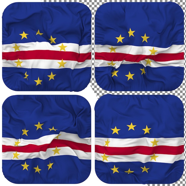 PSD kap verde cabo verde flagge knappenform isoliert verschiedene winkende stil bump texture 3d-rendering