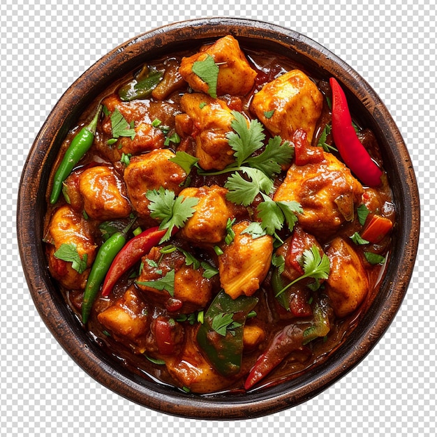 Karahi de pollo aislado sobre un fondo blanco